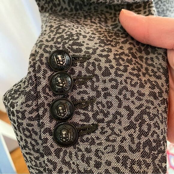 The Kooples Grey Leopard Print Tuxedo Blazer - Picture 13 of 13